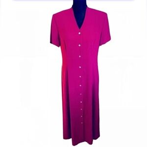 VINTAGE Talbots Short Sleeve Button Down Maxi Dress Size 10